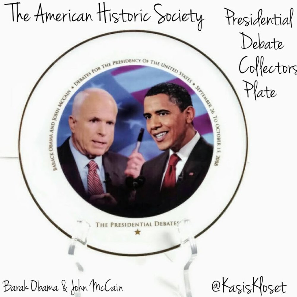 Barak Obama/John McCain Presidential Collectible Plate Roger Cunningham Historic
